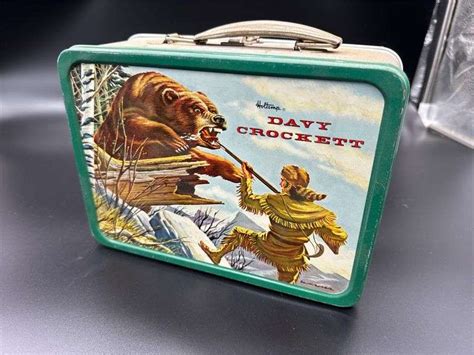 davy crockett metal lunch box|vintage davy crockett coffee can.